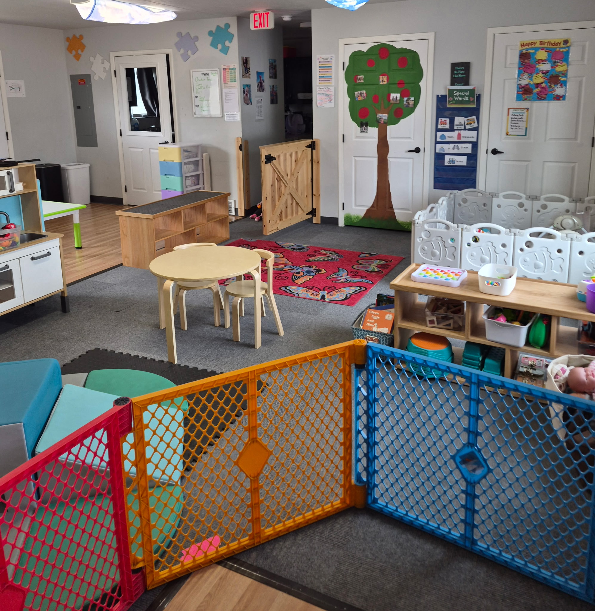 Daycare children gathered for play and learning time