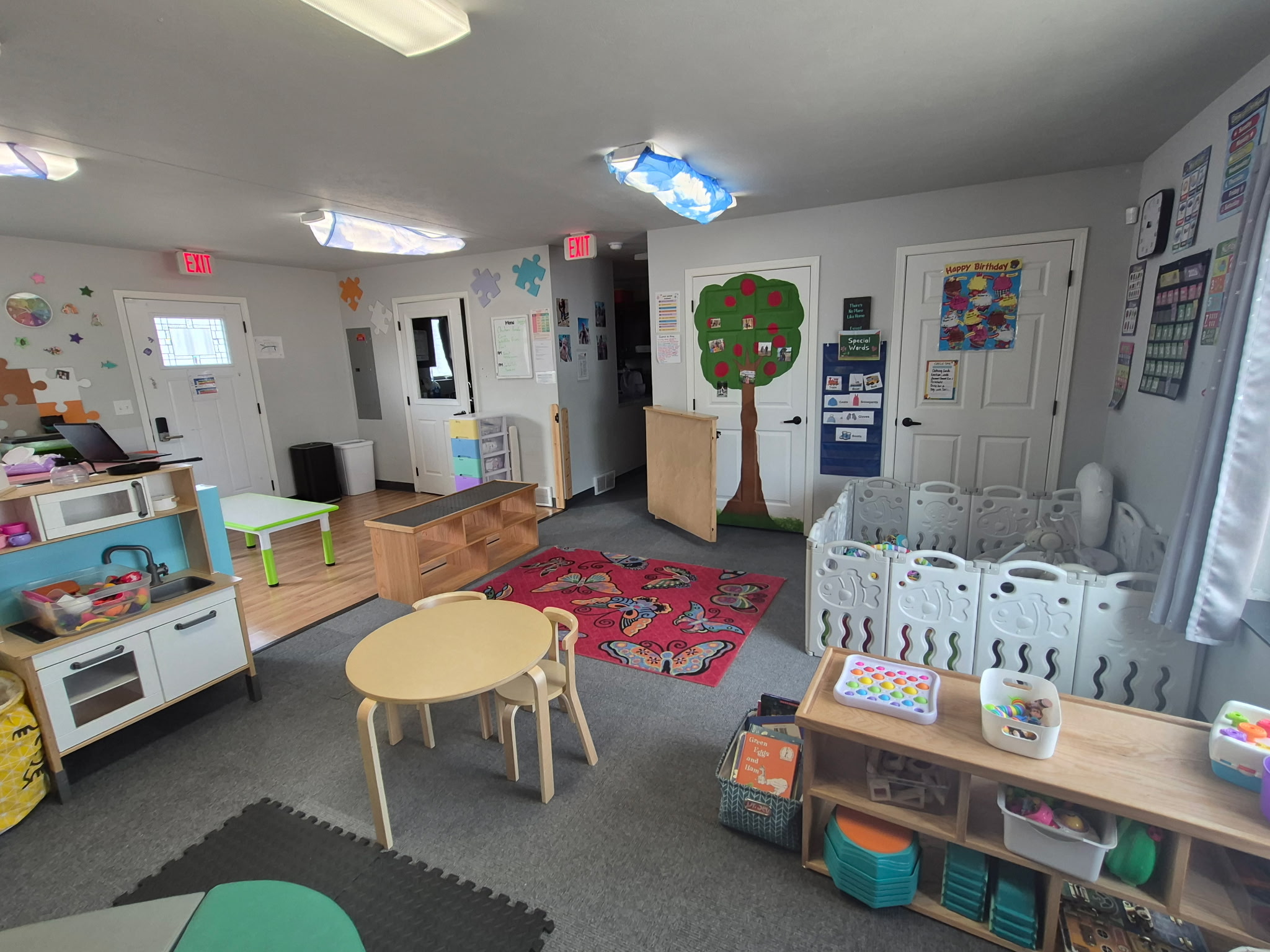 Daycare classroom scene with children at play